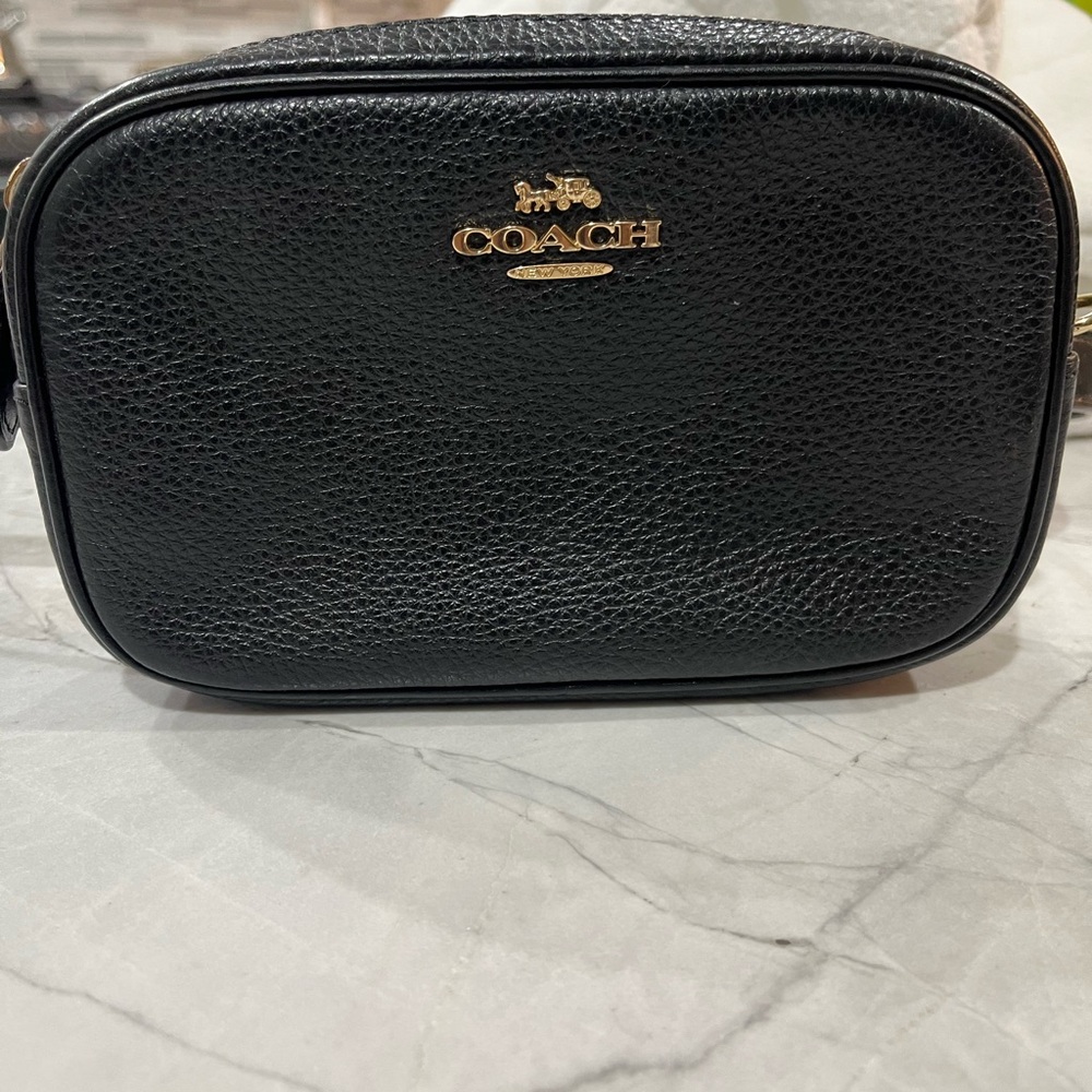 COACH Black Leather Wristlet Pouch